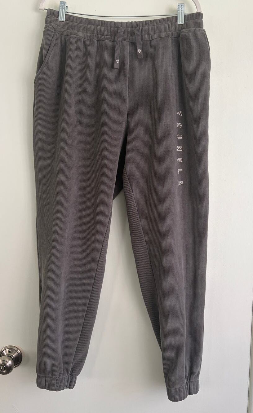 YoungLA 244 Aspen Corduroy Joggers Mens XL Charcoal Gray Ribbed Sweatpants YLA